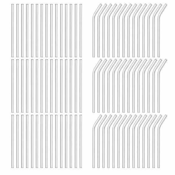 stcellnmex 30 Pcs Reusable Glass Straws Bulk Smoothie Straw for Cup Beer Juice Cocktail Milkshakes Bar Cafes Party Supplies Straight Bent 8mm x 7.9 Inch Clear