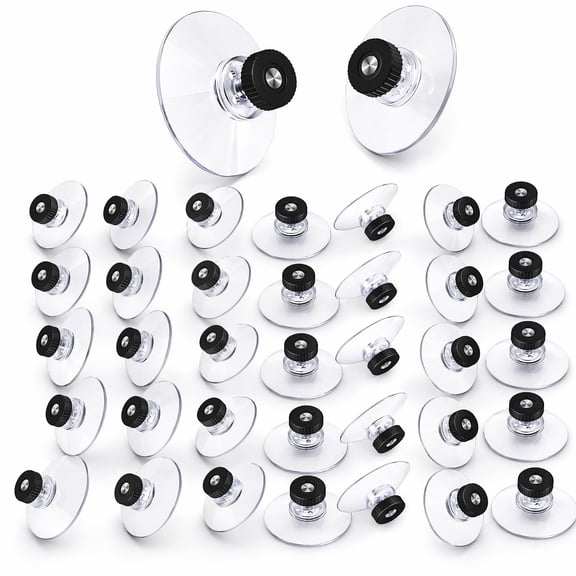 stcellnmex 30 Pcs Suction Cup Plastic Suction Pads 50mm 1.97 Inch Clear PVC Sucker Pads Strong Adhesive Suction Holder with Screw Nut for Car Shade Cloth Glass Bathroom Wall Door Window Black