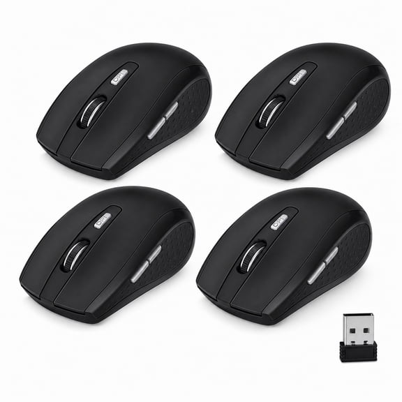 stcellnmex 4 Pack Wireless Mouse for Laptop 1200dpi Computer Mouse Bulk with 6 Buttons USB Receiver Compatible with Windows PC