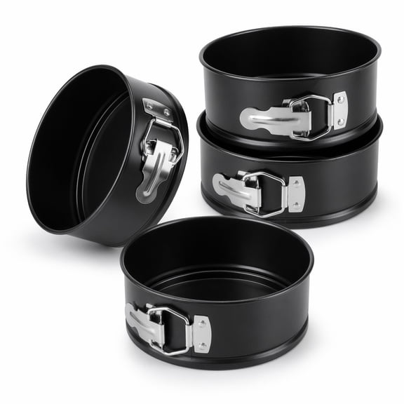 stcellnmex 4 Pcs 4 Inch Springform Pan for Baking Mini Cheesecake Pans with Removable Bottom Nonstick Leakproof Round Cake Mold for Pizza Quiches Black