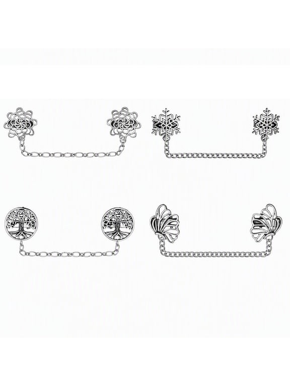 4 Pieces Vintage Sweater Shawl Clips Retro Cardigan Collar Clips Dress Shirt Brooch for Women