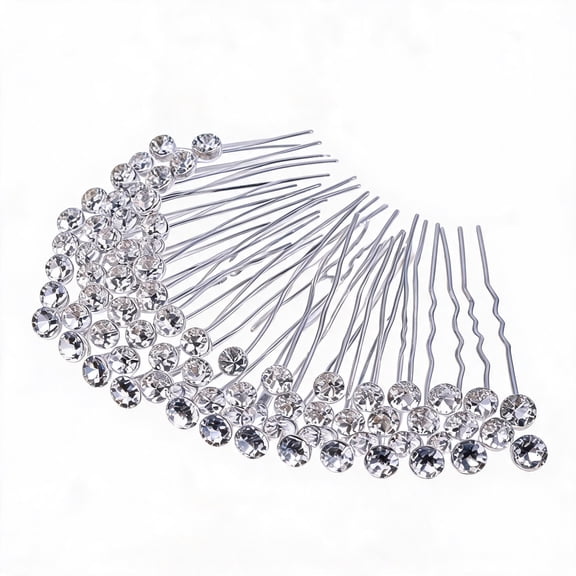 stcellnmex 40 Pcs Bridal Wedding Hair Pins U Shaped Rhinestone Hair Clips Crystal Silver Hair Jewellery Styling Accessories for Women Girls Bridesmaids Prom
