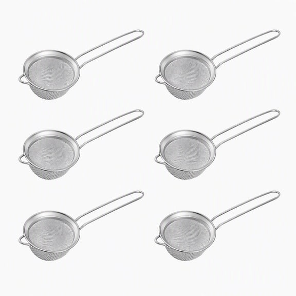 stcellnmex 6 Packs Stainless Steel Small Strainer Fine Mesh Cone Shaped Cocktail Strainer for Juice Tea Herbs Coffee Drinks Long Handle 3.2 Inches Silver