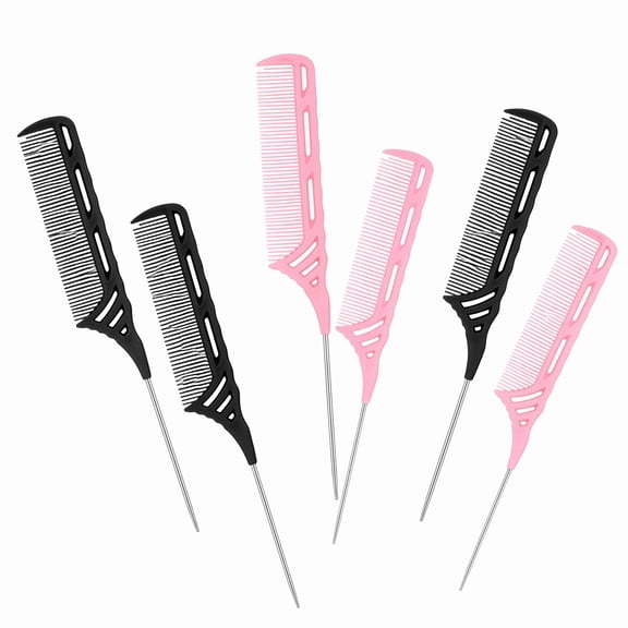 stcellnmex 6 Pcs Weaving Winding Combs 9 Inch Foiling Combs Rat Tail Comb with Steel Pin Heat Resistant for Braids Highlighting Winding Hair