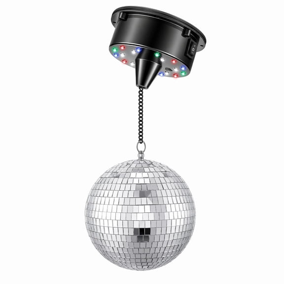 stcellnmex 6rpm Rotating Disco Ball Mount Electric Motor with Lights 4 Colors for 6 8 12 Inch Disco Ball 2 Mode for Party DJs Bands Pubs Weddings Night Clubs Battery Style