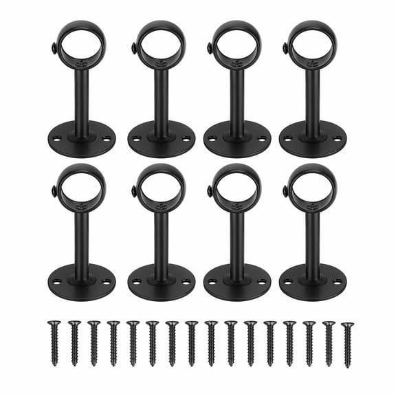 stcellnmex 8 Pack 1 Inch Curtain Rod Ceiling Mount Bracket Heavy Duty Flange Closet Rod Holder Wardrobe Pole Holder for Home Kitchen Shelf Wall Window with Screws