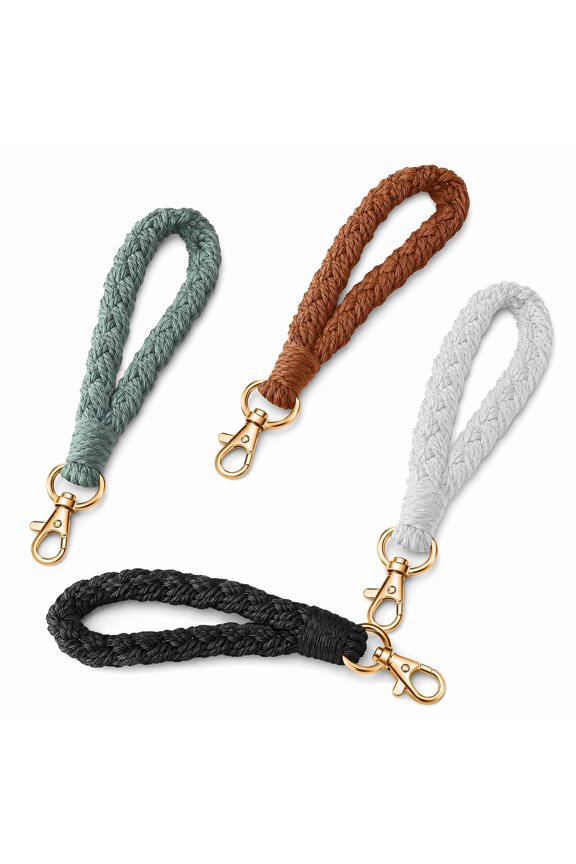 Macrame Wristlet Keychain Boho Women Handmade Braided Keychain Lanyard