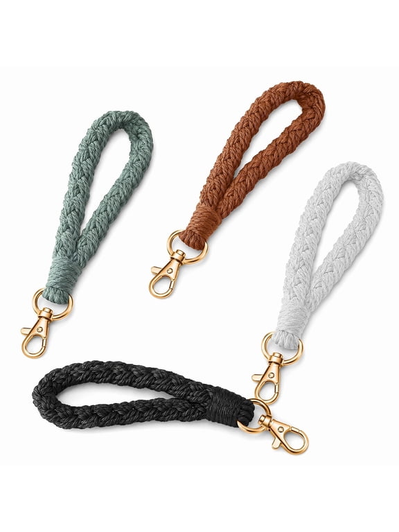 Macrame Wristlet Keychain Boho Women Handmade Braided Keychain Lanyard