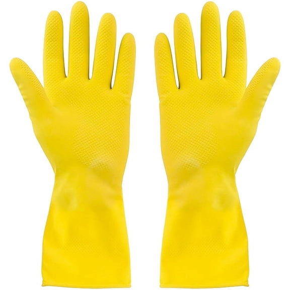 steadmax Disposable Latex Rubber Gloves, Large, Yellow, 10 Pairs