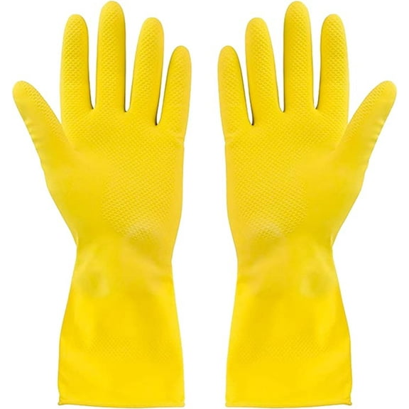 steadmax Disposable Rubber Kitchen Gloves, Multipurpose, Textured, Medium, 10 Pairs, Yellow