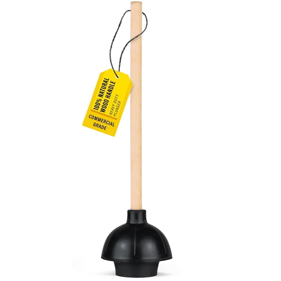 steadmax Rubber Bathroom Plunger with Wooden Handle 22 Inch Double Thrust Force Cup, Black