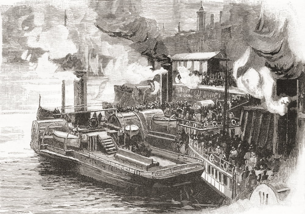 The steamboat Quay at The Broomielaw Glasgow Scotland in the 19th century From Cities of the World published c1893 Canvas Art - Ken Welsh Design Pics (16 x 11)
