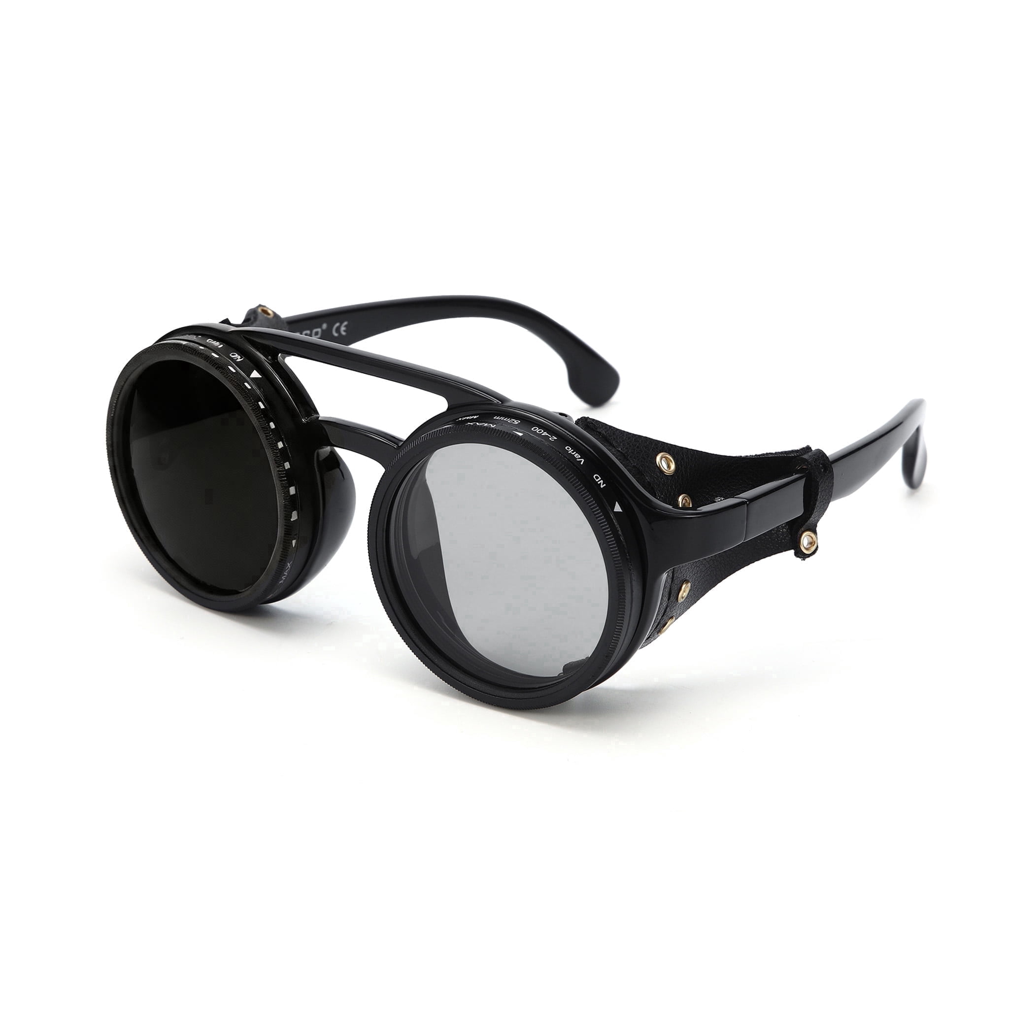 OUANGANC Steampunk Polarized Sunglasses - 1-9 Gears 360° Adjustable Tint Sunglasses | ND Filter & UV400 Protection for Fishing Hiking Cycling Running