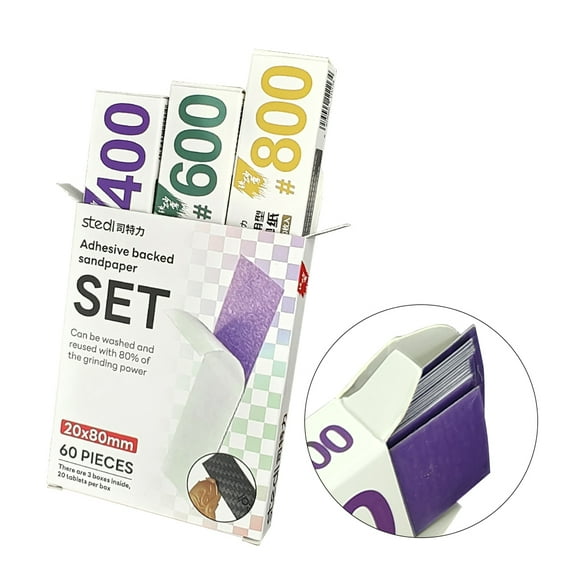 stedi Hobby Model Tools Sticky Sandpaper, Waterproof Wet/Dry Replaceable Reuse Sandpaper 400 600 800 Grit for Plastic Models, Gunpla, 60 PCS