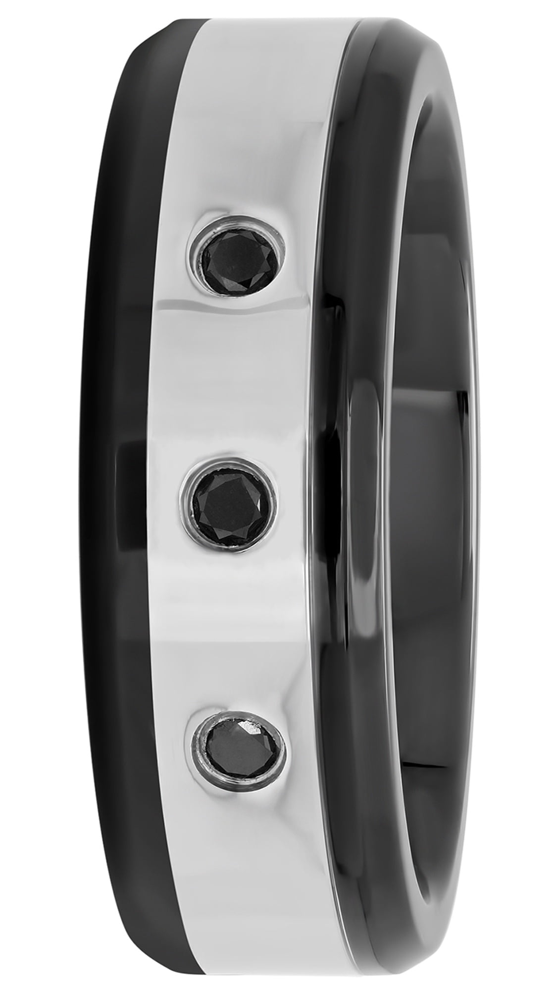 steel nation jewelry mens stainless steel 7.5mm black diamond accent