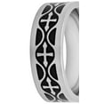thumbnail image 1 of steel nation jewelry mens stainless steel 8mm black celtic cross wedding band - mens ring, 1 of 4