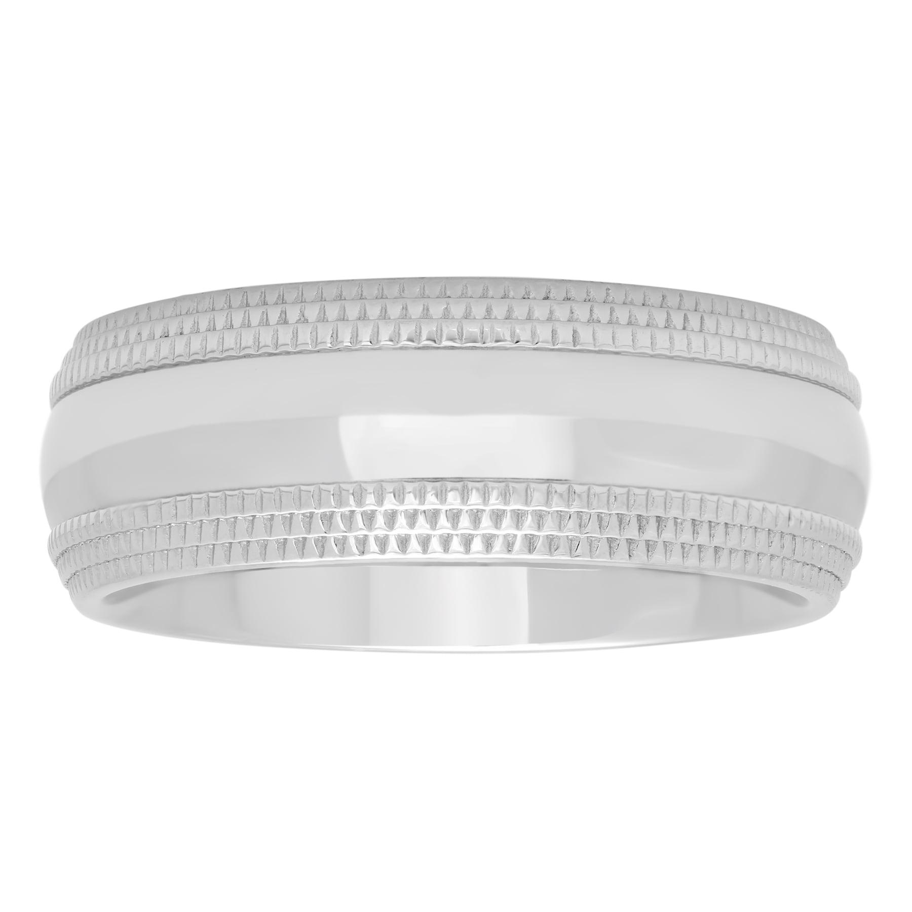 steel nation jewelry mens stainless steel 8mm double milgrain finish