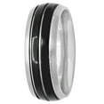 thumbnail image 1 of steel nation jewelry mens titanium 8mm two-tone black enamel triple grooved wedding band - mens ring, 1 of 3