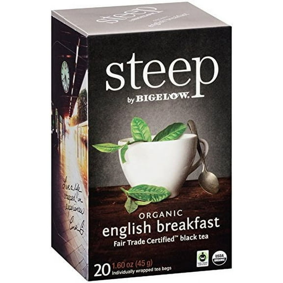 steep by Bigelow Organic English Breakfast Tea, 20 Count Box