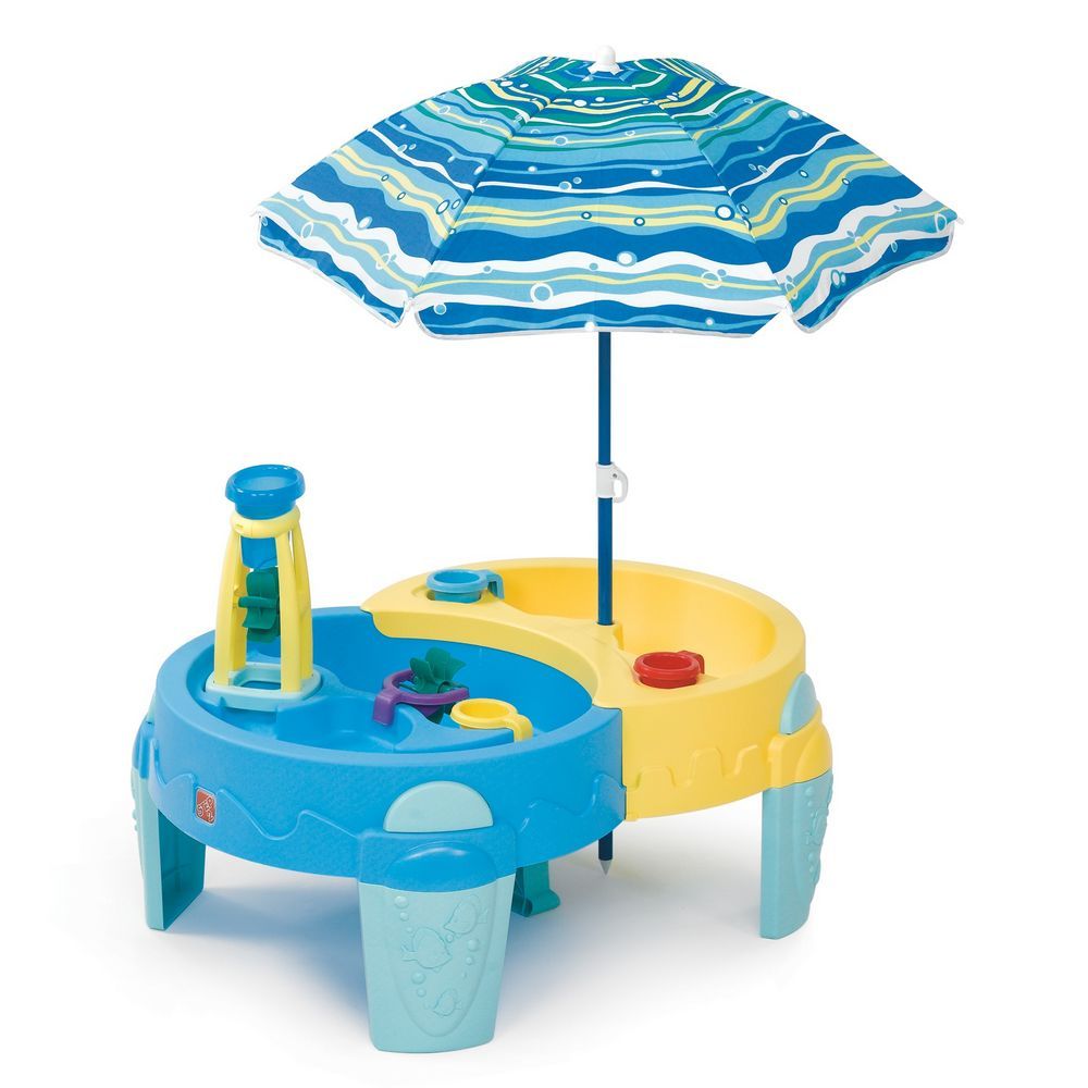 step2 shady oasis sand & water table, 40" umbrella provides shade and protects from the harmful sun rays - image 1 of 4