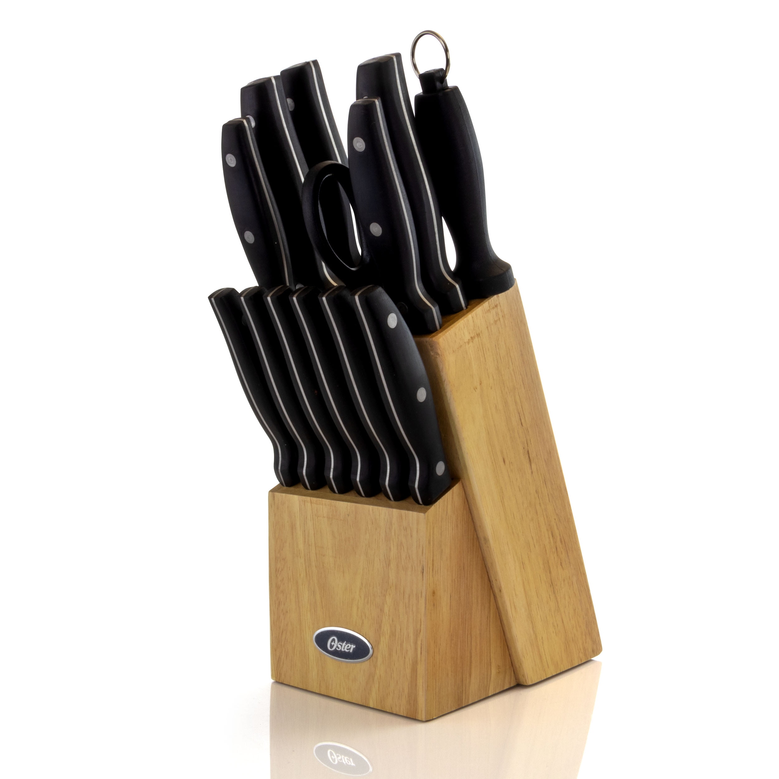 ster Granger 14 Piece Stainless Steel Cutlery Set with Black Handles and Wooden Block