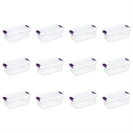 Sterilite 17511712 6 quart/5.7 liter ClearView latch box, clear with sweet plum latches, 12-pack