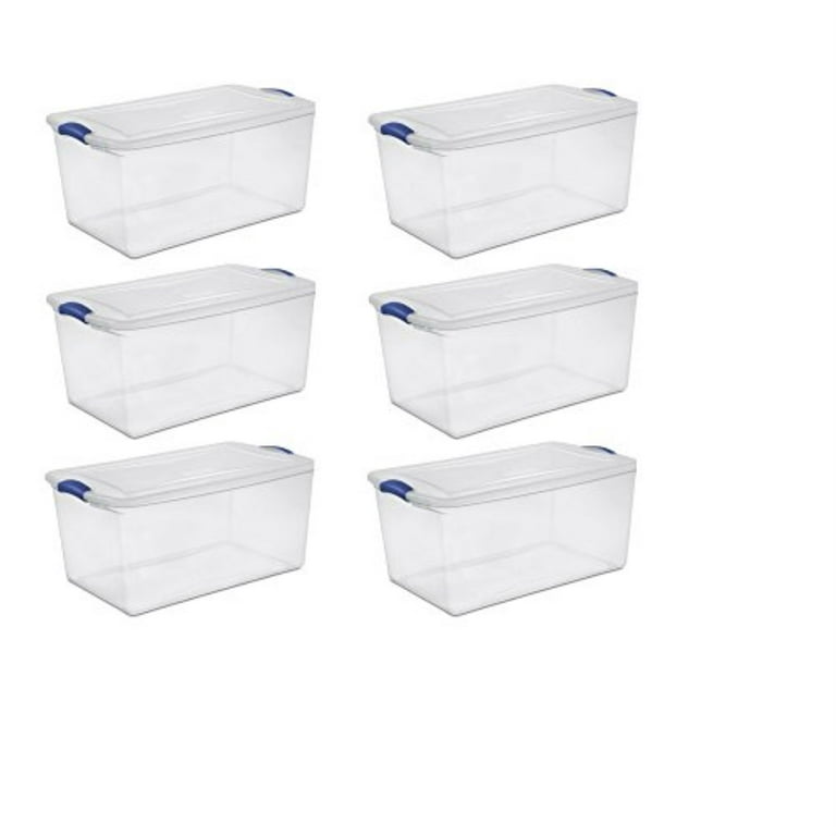 4 pack) Sterilite 66 Quart. Latch Box Plastic, Stadium Blue, Set of 6 