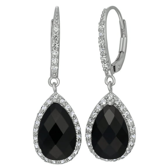 sterling silver black onyx leverback earrings