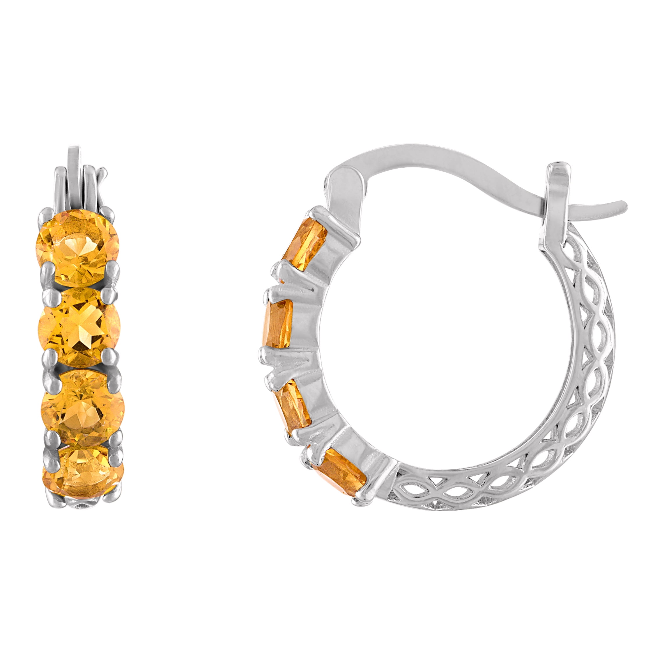 sterling silver citrine hoop earrings