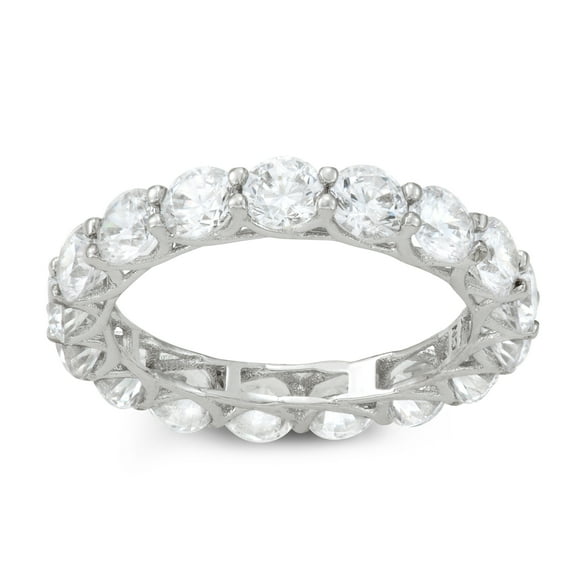 sterling silver cr moissanite 6 cttw eternity band
