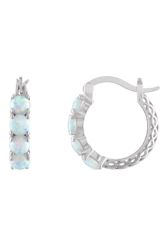 sterling silver cr opal hoop earrings