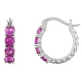 thumbnail image 1 of sterling silver cr pink sapphire hoop earrings, 1 of 1