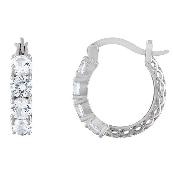 sterling silver cr white sapphire hoop earrings