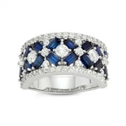 JORDAN BLUE NYC sterling silver created sapphire crossover ring