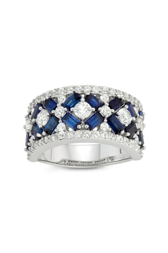 sterling silver created sapphire crossover ring