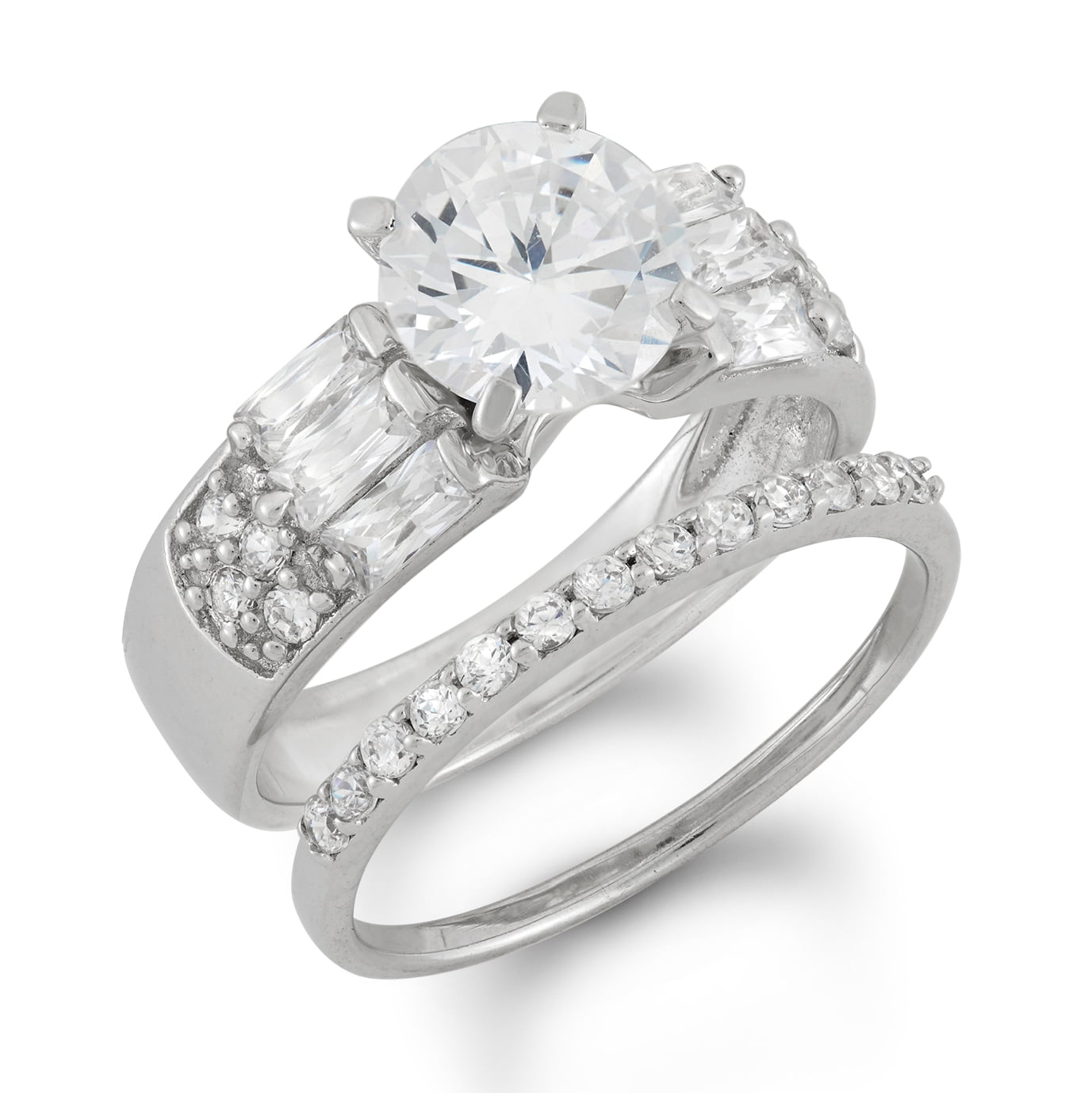 sterling silver cubic zirconia ring set