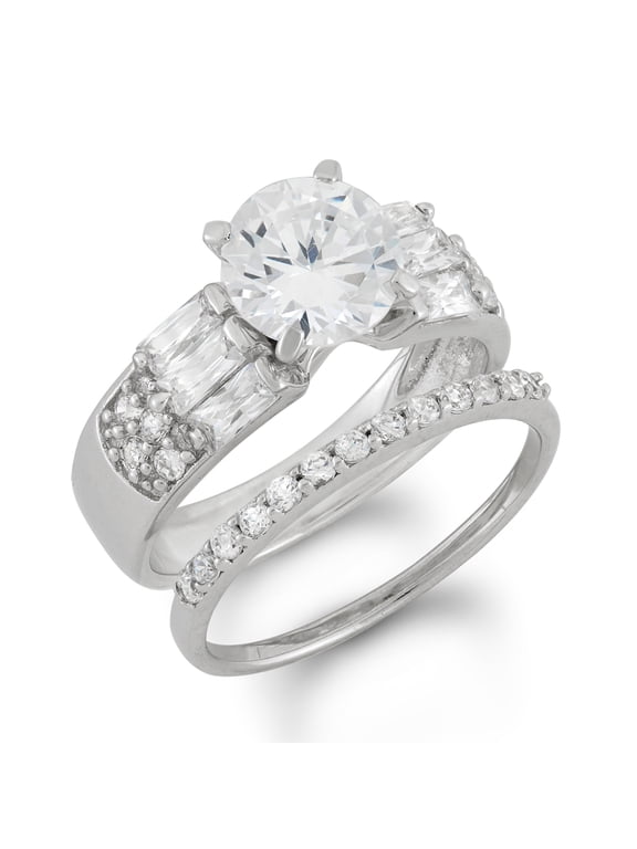 sterling silver cubic zirconia ring set