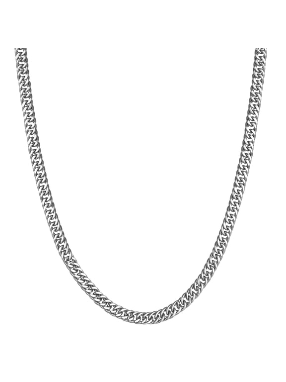 sterling silver men's 20" double curb chain necklace