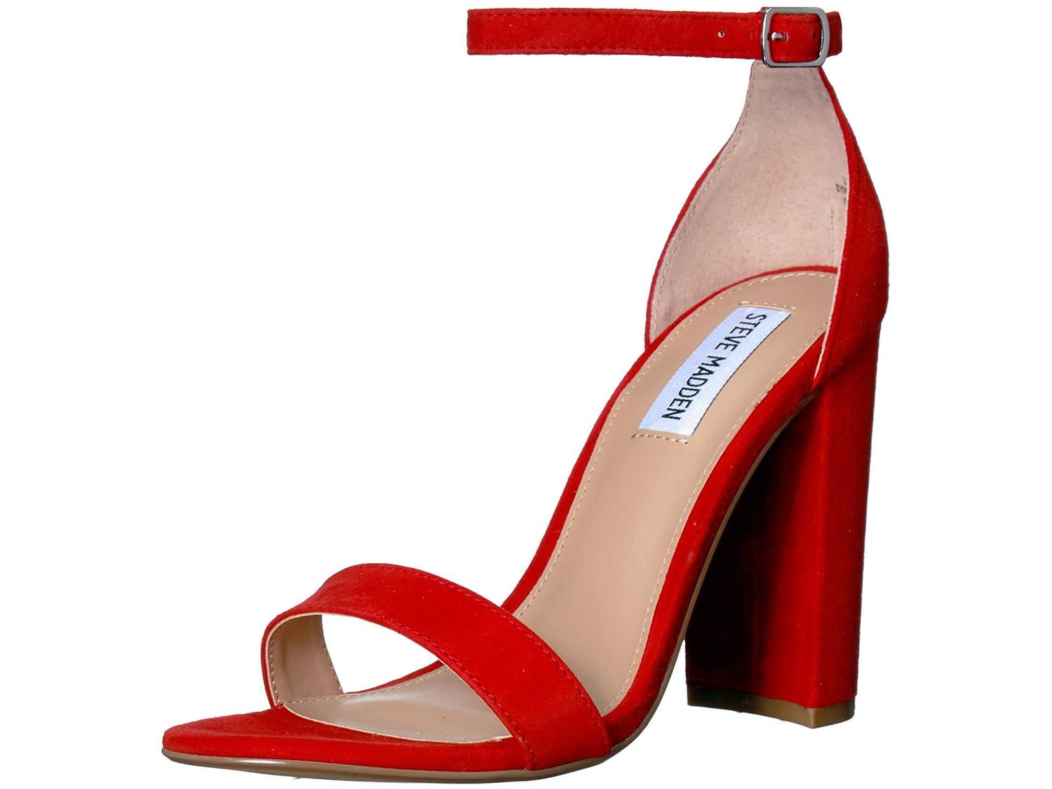 steve madden women's carrson heeled sandal, red suede, 10 m us