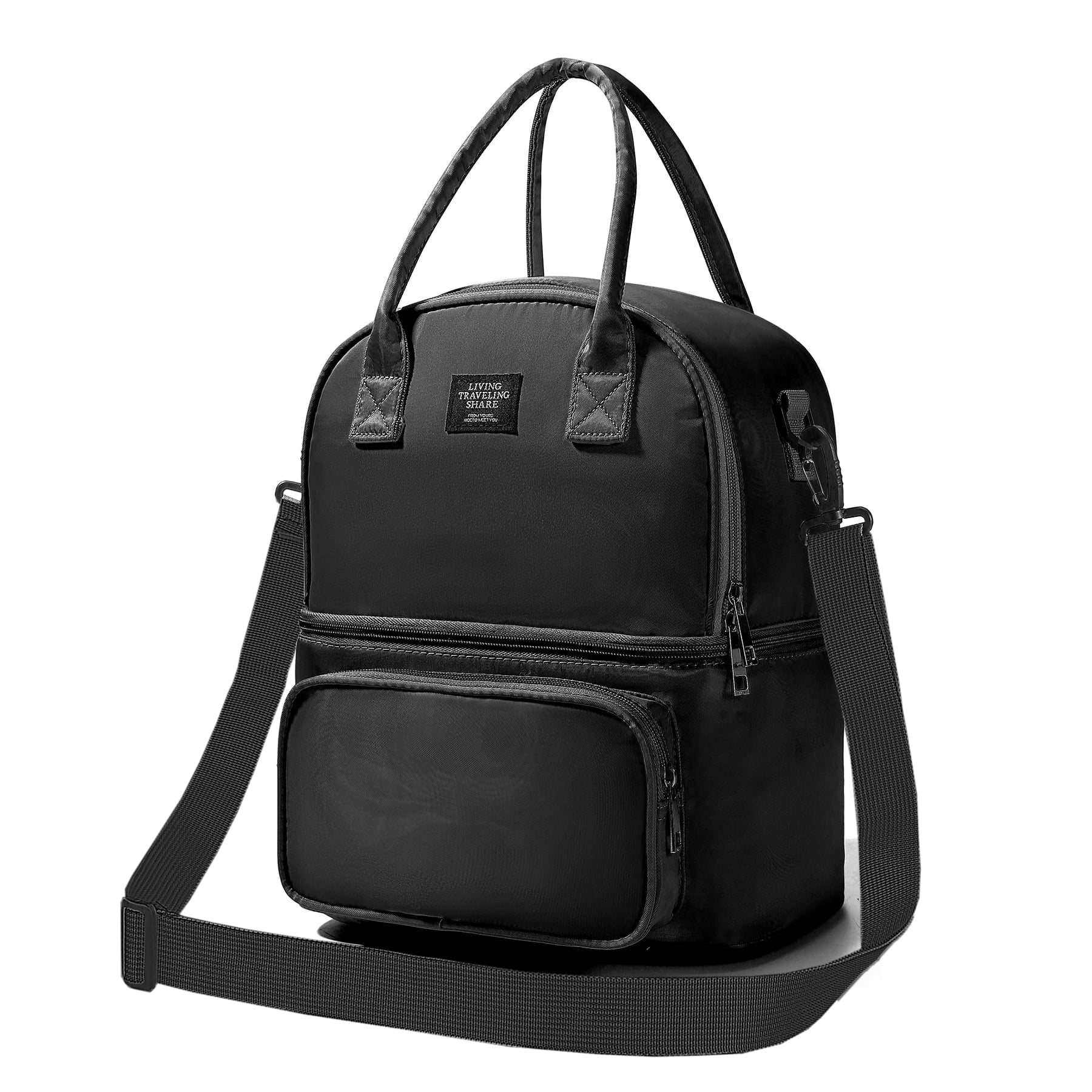 stillithou Double Deck Lunch Bag Insulated Leakproof with Backpack Straps, Lunch Bag Women Men Soft Waterproof for Work Travel Beach Picnic, Black