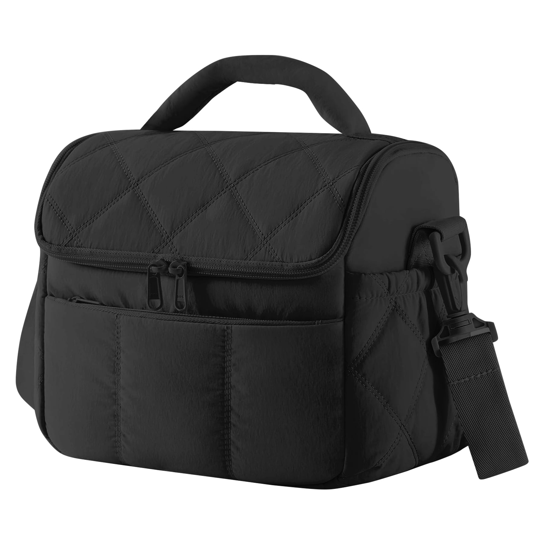stillithou Lunch Bag Insulated Leakproof, Quilted Puffer Lunch Bag Women Lightweight for Work Travel Beach Picnic, Medium(Normal), Black