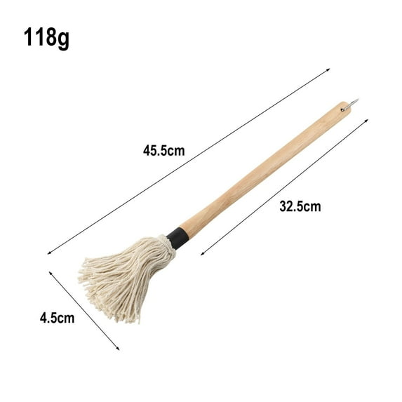 sting Mop Set With 6 Replacement Heads Wooden Handle Grill Brush For Sauce Glazing Meat Poultry Kitchen Barbecue Accessories"}