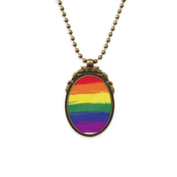 stippling rainbow lgbt antique necklace vintage bead pendant keychain