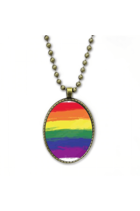 stippling rainbow lgbt necklace vintage chain bead pendant jewelry collection