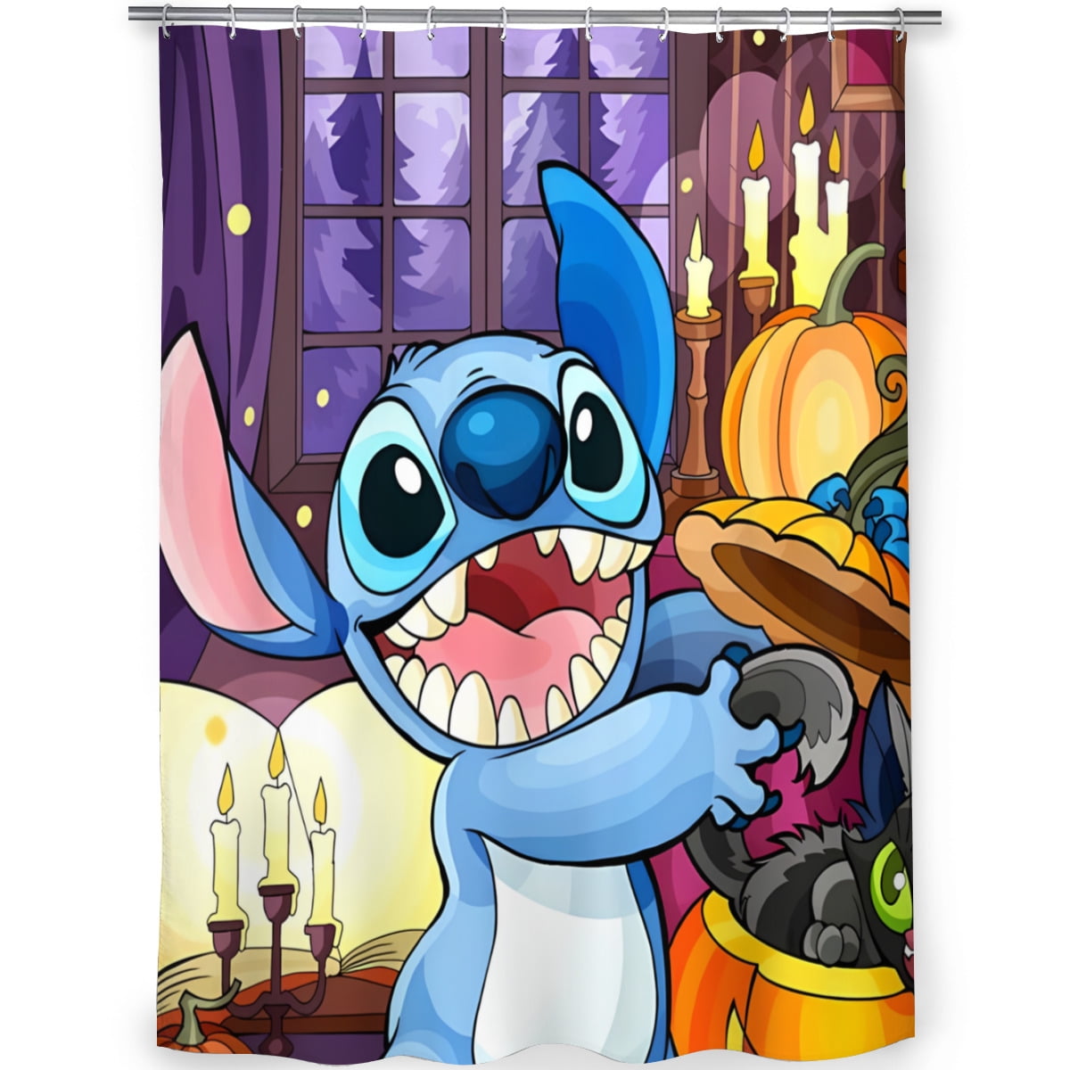 stitch Halloween Thanksgiving Cartoon shower curtain wave shower