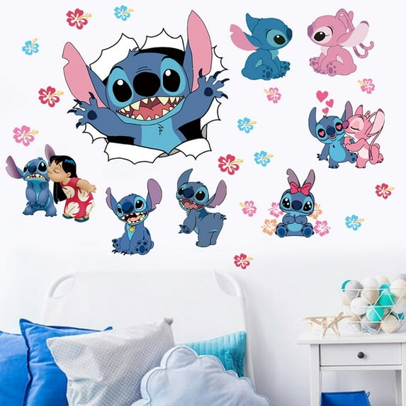 stitch wall stickers Pink Kids Wall Decals Peel and Stickers for stitch Walls Bedroom Living Room Home Décor(15.7X23.7) Inch