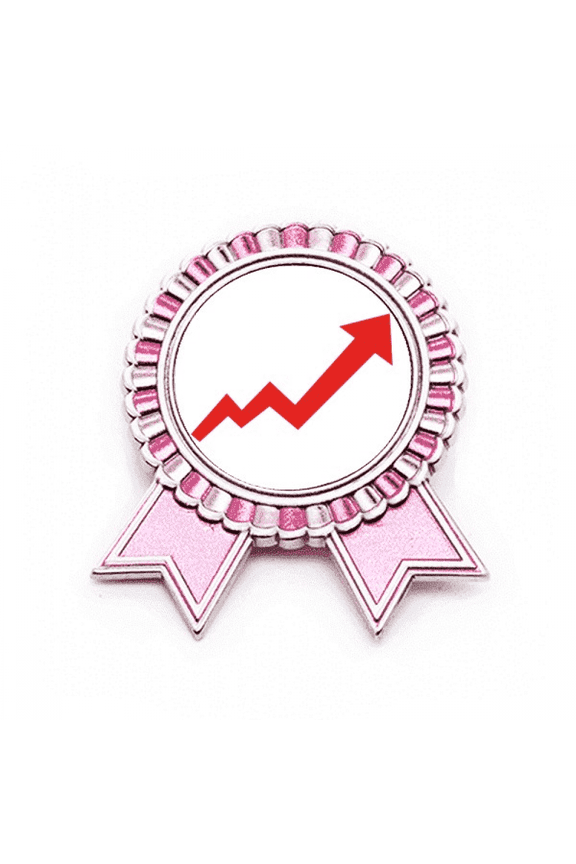 stock securities bull market rise make my good luck Badge Brooch Pin Pink Winner Award Medal