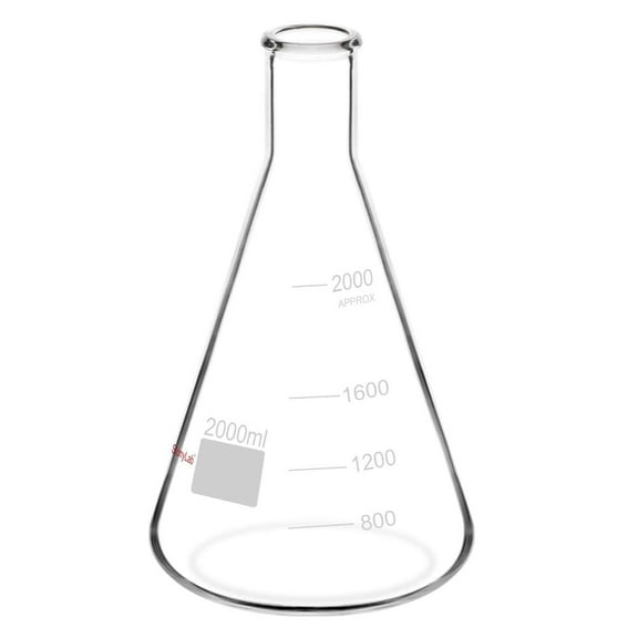 StonyLab 1 pack Glass 2000 ml Heavy Wall Narrow Mouth Erlenmeyer Flasks with Heavy Duty Rim