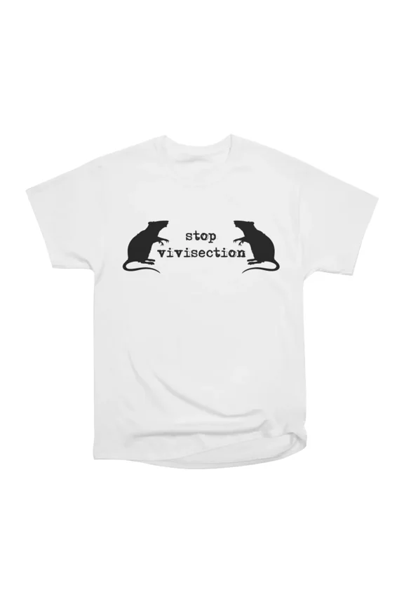 stop vivisection black print T-Shirt Tee Gift For Him Merch For Her Apparel For Friend