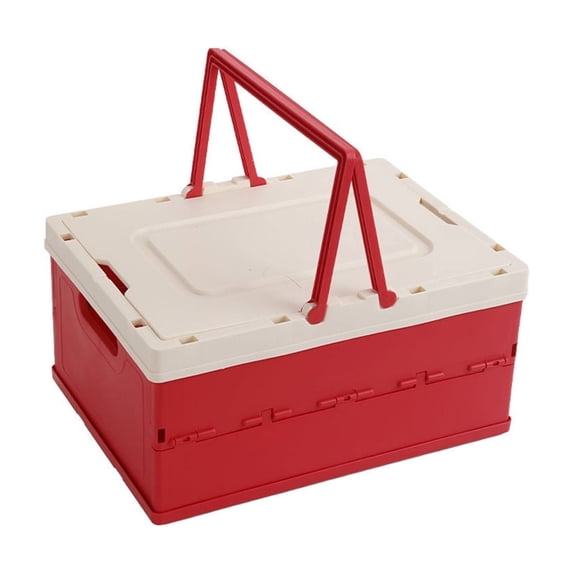 Storage Box Foldable Storage Crate 14x10x7 Inch, Collapsible Plastic Bin with Handle, Multi-Purpose Camping Basket, Foldable Crate
